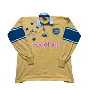 Vintage Canterbury Wallabies Rugby Jersey S Made in Australia Vodafone Gold